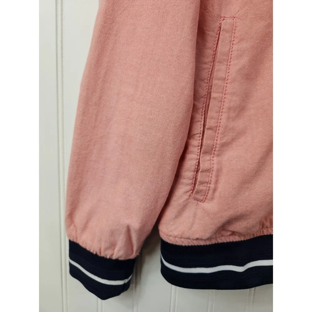 Denim & Flower Mens Pink Salmon Cotton Oxford Bomber Jacket Large Y2K Preppy